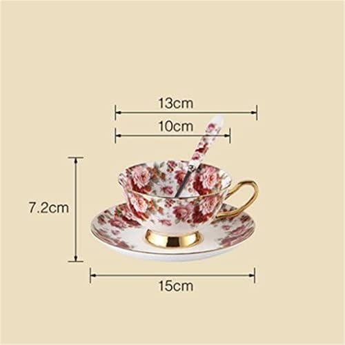 Кафе сервиз от костен порцелан с пасторальным цвете, Порцелан чай, Керамична саксия, Чаена чаша, Чаена прибори, чаша за мляко (Цвят: