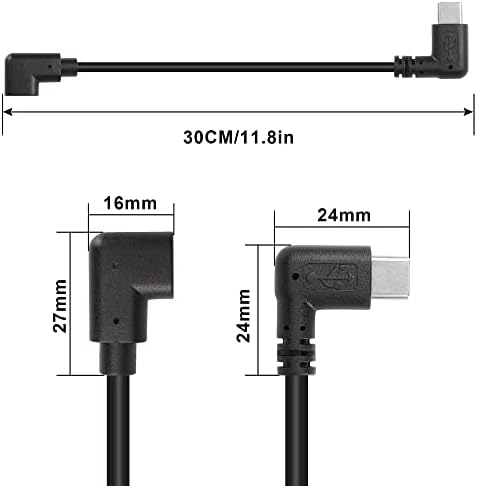 GINTOOYUN USB C Удлинительный USB кабел Type C Удлинительный кабел, под прав ъгъл от 90 градуса от мъжете към мъж под прав ъгъл от 90