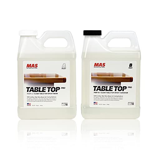 MAS Table Top Pro (комплект 2 литра) | Кристално чисти гласове за занаяти собствените си ръце | Комплект от 2 части смола и втвърдител за епоксидна основа | за плотове, дървени