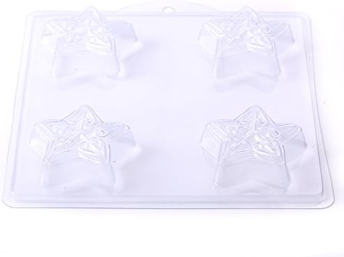 World Of Molds Форма за сапун/Бомбочки за баня с релефни под формата на Звезда с 4 кухини, 25 x 24 x 4,59999999999996 см., PVC