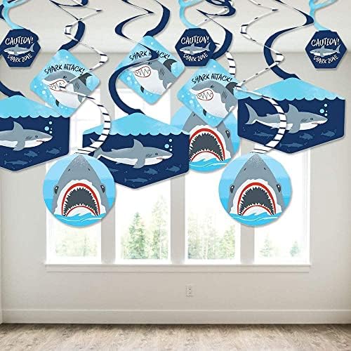 Big Dot of Happiness Shark Zone - Комплект за украса на парти или рожден Ден с акули Jawsome Shark - Виртуален набор за парти с завитушками,