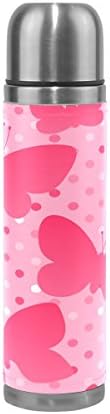 Бутилка за вода ALAZA Pink Butterfly От Неръждаема Стомана, 17 Мл, Термос С Двойни Стени и Вакуум Изолация, Увита капак от Естествена