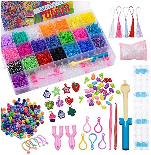 Комплект за изработка на гривни за момичета Kayzyue, комплект за гривни, с ластик, комплект за направата на гривни на ткацком