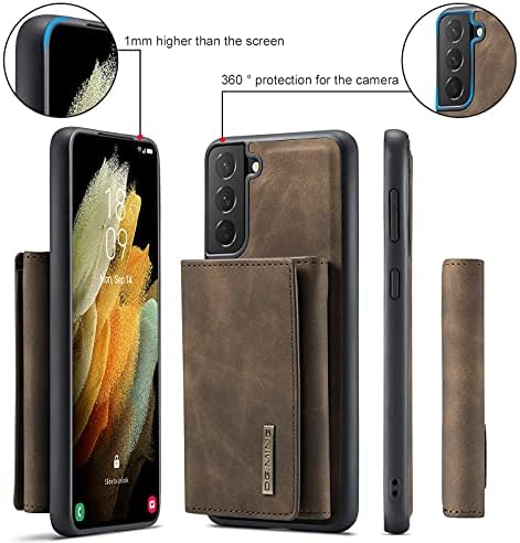 Oidealo 2 в 1 Клатч-портфейл Калъф за Samsung Galaxy S21 FE, DG.МИНГ, Ретро Тънък Кожен Защитен Калъф За вашия Телефон, Магнитни Подвижна с
