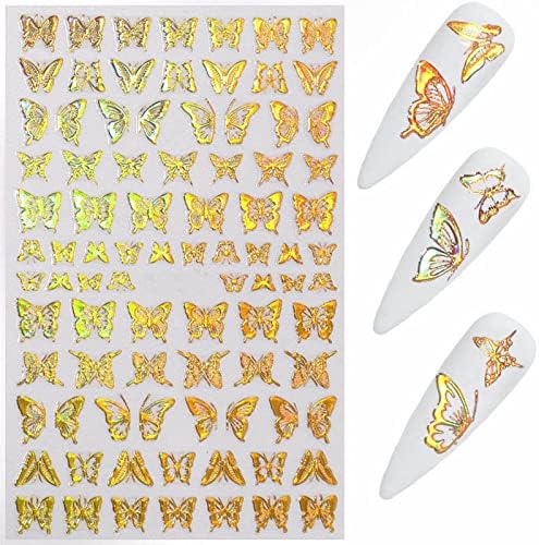 Стикер за Маникюр с пеперуда, 3D Стикер за нокти с Пеперуда, Полиран Слайдер Дизайн на Пеперуда, Пълно Покритие на Ноктите,
