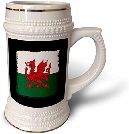 3dRose Y Ddraig Goch Гранжевый флаг Уелс - чаша за бира в 22 грама (stn_357390_1)