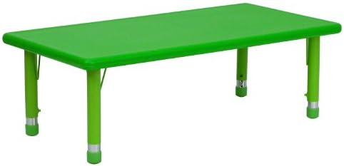 Флаш Мебели 24 W x 48Л Правоъгълна Зелена Пластмасова Маса за занимания с регулируема височина