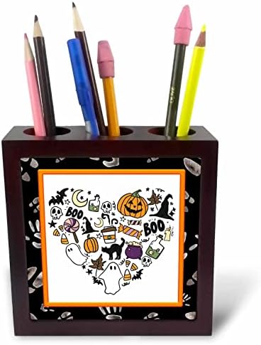 3dRose Ан Мари Baugh - Дизайн за Хелоуин - Сладък Стойки за писалки във формата на сърца за Хелоуин (ph-369184-1)