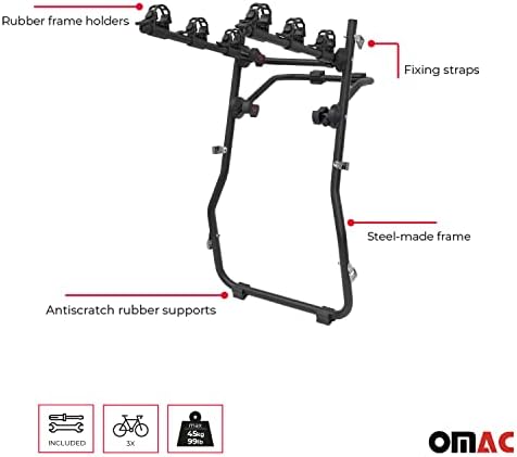 Велосипедна стойка OMAC 3 за Honda Civic VI Хетчбек 1996-2001 Черно |Закрепване В Багажника на Колата Велосипедна Стойка С Товара