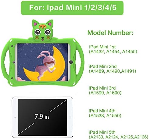 Калъф Geageaus за iPad Mini, Детски устойчив на удари калъф-поставка с дръжка (Защитно фолио за екрана за iPad Mini, Mini