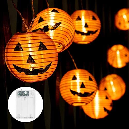 Светлини за Хелоуин, 20 Led Фенери за Хелоуин С батерия с Таймер, 3D Светлини Оранжеви Светлини за Декорация за Хелоуин (Jack-o-Lantern)