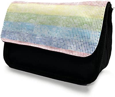 Молив случай в Лунна Грах, Кръгове в стила на Дъгата, Тъканно Чанта за Моливи с двоен цип, 8,5 x 5,5, Многоцветен