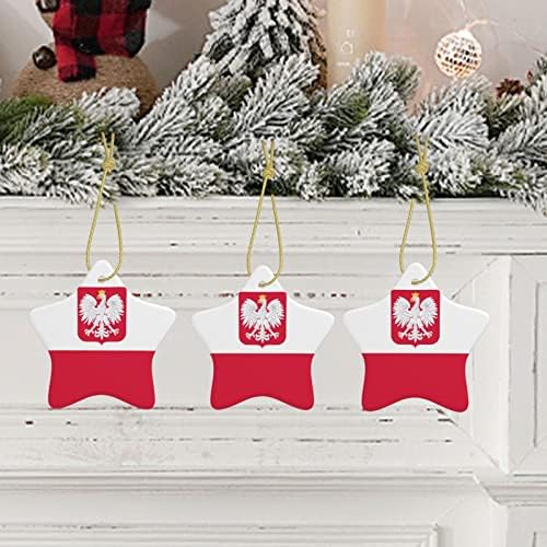 Коледно Дърво, Керамични Подвесная, Флаг На Полша С Двустранно Принтом Коледна Украса На Керамични Празничен Декор