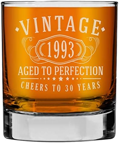 Ретро чаша за уиски с надпис 1993 г. - подарък за 30-ия рожден ден на мъжете - Поздравления 30-годишен - Декорация на 30-ти рожден