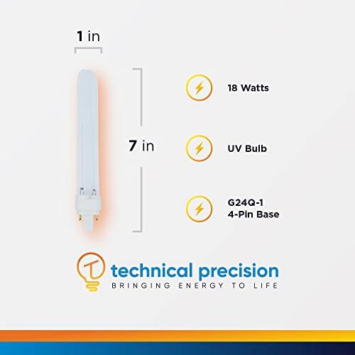 Подмяна на ултравиолетовата лампа Atlas мощност 18 W на Technical Precision - Бактерицидная лампа с ултравиолетовите лъчи с мощност 18 W с 4-пинов конектор G24Q-1 - 1 опаковка