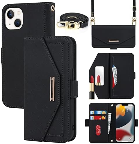 Чантата Jaorty по рамото за iPhone 13 Case Mini с Регулируема Каишка на съвсем малък, Държач за кредитни карти 5.4 инча, Чантата е от Изкуствена кожа, Поставка за козметични огле?