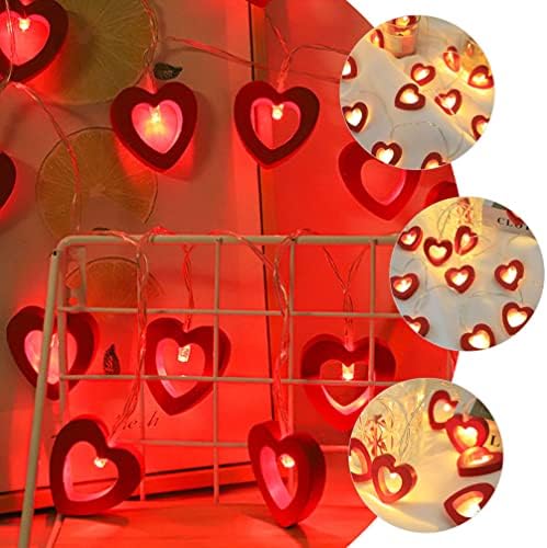 Tofficu Гирлянди под формата на Дървени Сърца на Св. Валентин, 20 Светлини, 3 м Led Гирлянди, Висящи Дървени Лампи Love Светлини, Украса