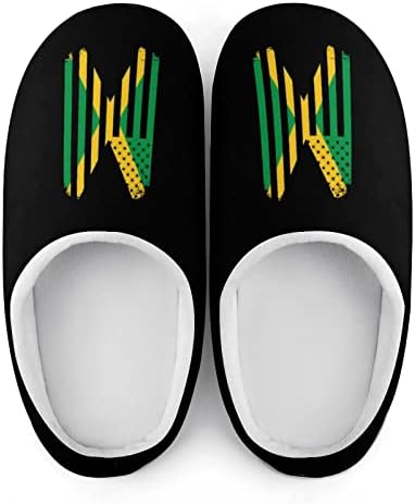 Ямайски Реколта Мъжки Памучни Чехли с Флага на Ямайка с 3D-принтом, Топла Домашна обувки на Неподвижни гумена подметка