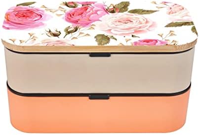 Кутия за bento с цветен модел розов цвят, с подобрени регулируема каишка, штабелируемый за многократна употреба запечатан контейнер