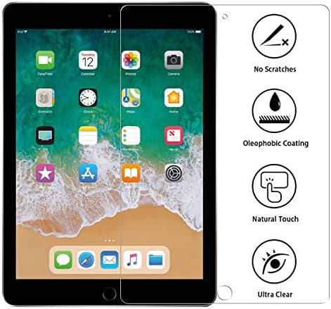 XunyLyee 2-Pack, Защитно фолио за екрана на iPad 6-то поколение 9,7 инча, Закалено стъкло за iPad е 9,7 инча 2018/2017 (iPad