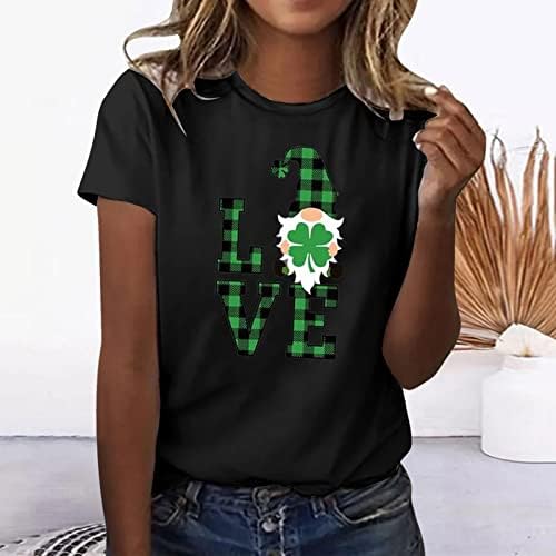 KCJGIKPOK Женска Тениска със Зелени Трилистниками на Деня на Св. Патрик, Графична Тениска с Детелина, Ежедневни Тениски С Къс Ръкав за Ирландски