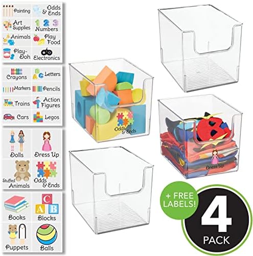 mDesign Дълбока Пластмасова Кутия-органайзер за съхранение вкъщи - Контейнер за детска, детска спалня, играчки или игри стая