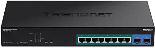 TRENDnet 10-port Gigabit web Smart switch PoE+ 8 Гигабитными порта PoE +, 2 слота за SFP, бюджет PoE 130 W, VLAN, QoS, LACP, статична маршрутизация