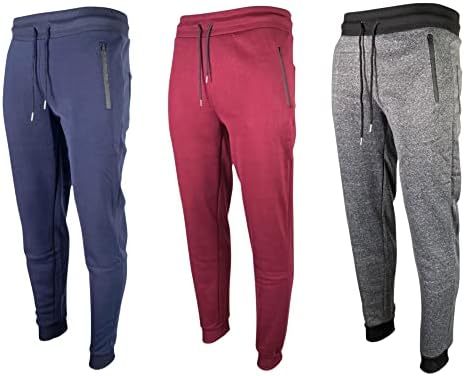 Мъжки спортни панталони RiverBlue Multi-Пакет от руното за бягане с джобове с цип, Еластични маншети и завязками от веревочного кабел
