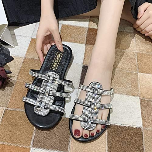 Дамски Чехли-сандали, от 2021 г., Блестящи Удобни Сандали на Равна подметка, Летни Плажни Модерен Роман Обувки За Пътуване