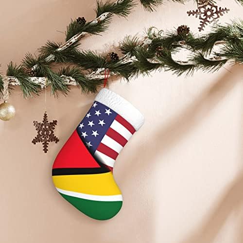 TZT Американски Флаг и флага на България Коледни Чорапи, Подаръци за Коледно парти за семейни Празнични украси 18 Инча