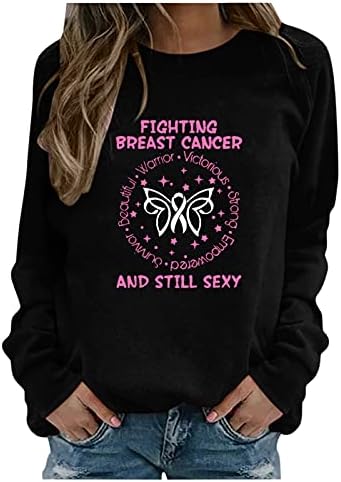 Hoody За Борба С рака на гърдата, Жените Тениска С Розова Панделка и Дълъг Ръкав, Всекидневни Свободен Пуловер, Потник, Блуза С Писмото