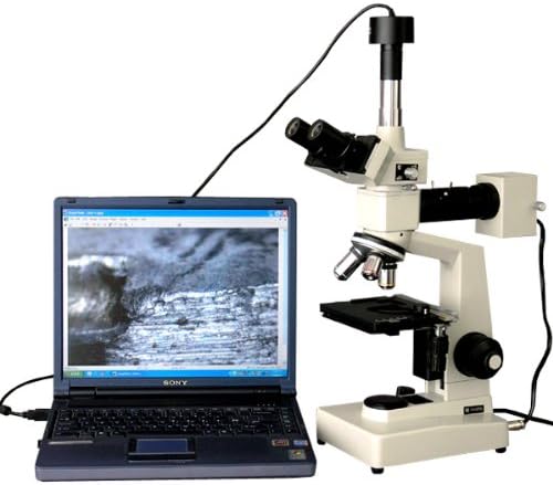 Цифров эпископический тринокулярный желязо и стомана микроскоп AmScope ME300TZA-5M, окуляры WF10x и WF16x, увеличение 40X-1600X, Халогенни