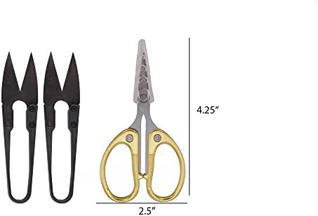 Комплект ножици за бродиране BambooMN Fine Cut Sharp Point с 2 Кусачками за подслушване на конци - Златен - 1 Комплект
