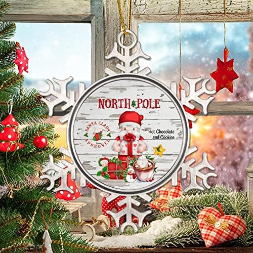 Одобрени от Дядо Коледа Коледна Украса, на Северния Полюс, за Елхи 3 инча Празничен Подарък Метална Снежинка Коледна Украса на