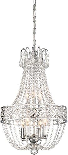 Мини-Подвесная Полилей Minka Lavery Crystal За Фоайето 3159-77, Лампа за трапезария, 7 Лампи с мощност 420 W, Хром