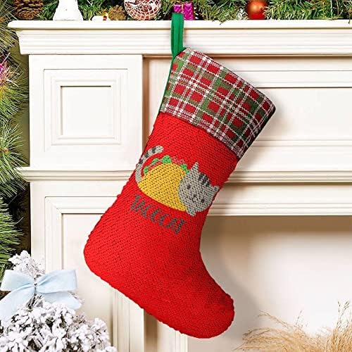 Сладки и Забавни Чорапи за Коледните Празници с Пайети Тако Котка, Обратим Магически Състав, което променя Цвета си, за Коледната