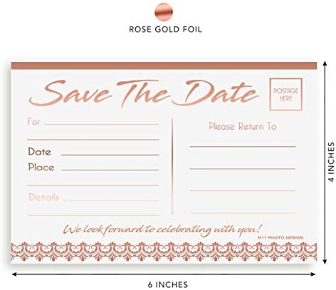 Пощенски картички от розово злато със запазване на дата, 25 броя в опаковка, 4x6 инча, Картички-отговори, в Отговор на поканата