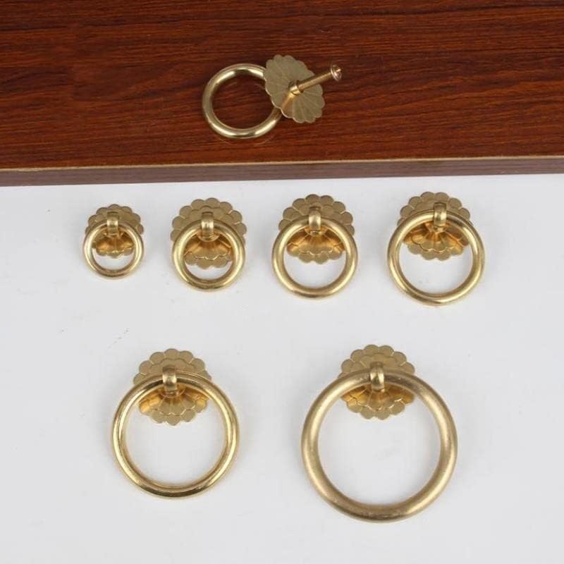 AVRYN Мат Месингови Дръжки за чекмеджета на шкафа От Чиста Мед, Дръжки за Врати пръстени на Кухненски шкаф, 4 опаковки (4,30 мм) (Цвят: златен)