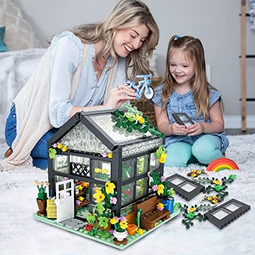 HYG Toys, Строителен комплект за Цветята Къща, с led подсветка, Набор от Топли Строителни Блокове, Подарък за Деца, Момчета и Момичета