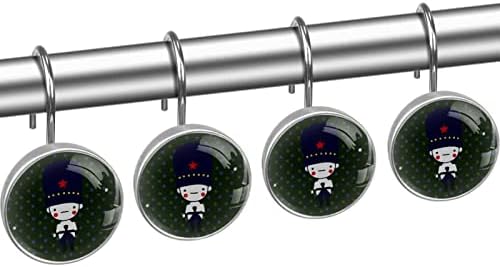 Войници Карикатура jpg Кука за Завеса за Детска баня-3,7X3,7 см Начало Баня, Без Ръжда Хромирани Душ Железопътни от Неръждаема