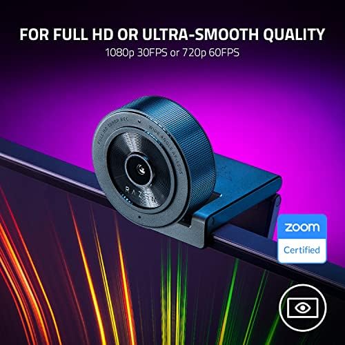 Потоковая уеб камера Razer Kiyo X Full HD: 1080p 30 кадъра в секунда или 720p 60 кадъра в секунда - Автофокус - Напълно конфигурируеми