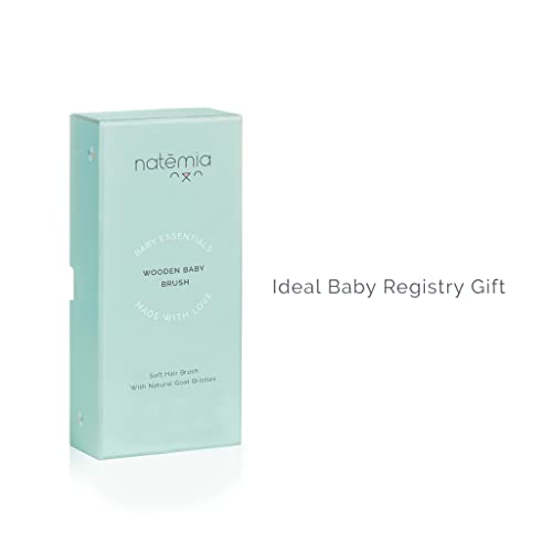 Natemia Детска Дървена четка за коса за бебета и малки деца малки деца - Естествена мека четина - идеален за покриване на люлката - Идеалният подарък за регистрация на д?