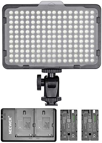 Neewer Dimmable 176 Led лампа за видеозаснемане с литиево-йонна батерия с капацитет 2600 mah и двойно USB зарядно устройство,