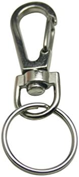 Универсален Сребро Нокът с цип карабинер с дължина 1,5 инча, въртящ с о-пръстен за ключове 0,8 инча, Опаковка от 10