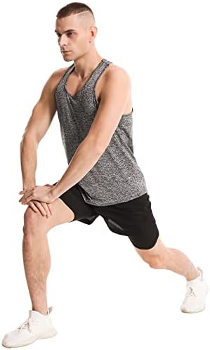 AMVELOP/Мъжки Тениски за суха засаждане на мускулите, Тениски За тренировки с Y-Образно деколте на гърба, Тениски за занимания
