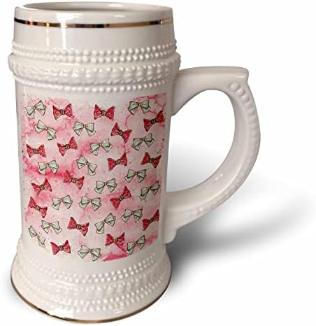 3. Начертайте празничен модел от червени и бели шалчета-пеперуди на фона на розово. - чаша за стейна на 22 унция (stn_356490_1)