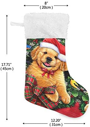 Коледни Чорапи ALAZA, Коледа Кученце, Класически Персонализирани Големи Чорапи, Бижута за Семейни Тържества, декорация