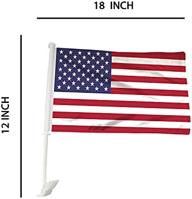 BannerBuzz USA Флаг Американски автомобил, Скоба за прозорци, Флаг 18 W X 12, включително Прът за Патриотични, спортни събития, Паради