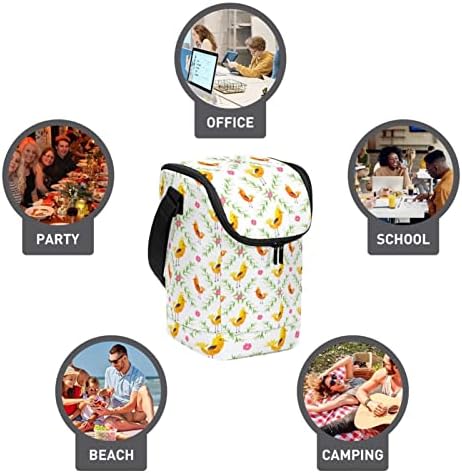 Чанта за обяд за Жени и Мъже, Изолирано Чанта-Тоут Yellow Birds Lunch Box с Регулируем пагон за Училище, на Работа, на Пикник, Къмпинг