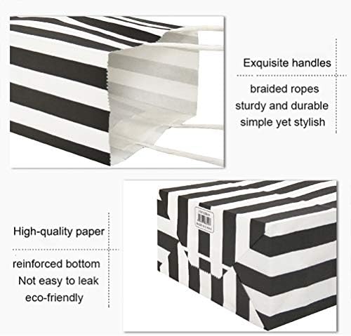 Малки шарени подарък пакети ADIDO EVA с дръжки от черно-бяла крафтова хартия (12 БР., 8,2 x 6 x 3,1 инча)
